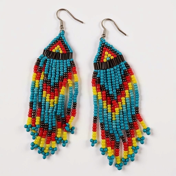 Source Unknown Jewelry - Beaded Southwestern Style Fringe Earrings